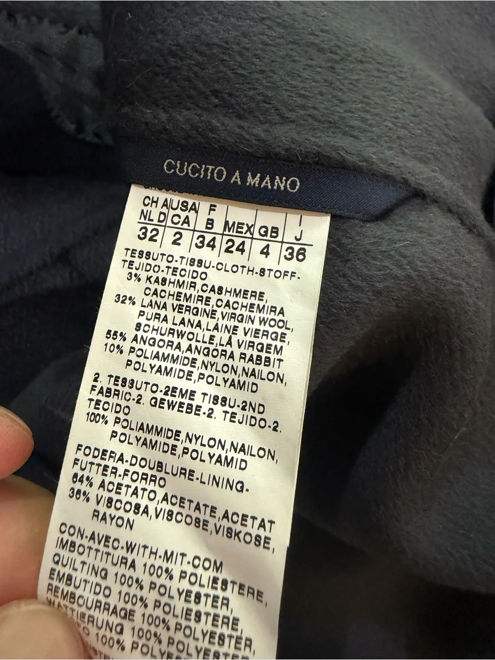S Max Mara Gray Angora & Virgin Wool Hooded Coat - Hand Sewn - Size US 2